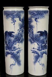Pair of Chinese Blue&White Porcelain Vases, Mark