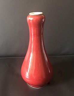 Chinese Red Glazed Porcelain Vase, Marked