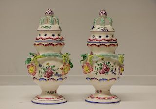 Pair of Porcelain Cover Vases, Marked