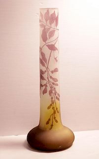 Galle Glass Vase, Signed