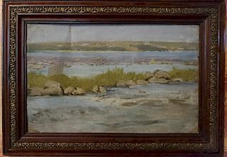 Antique landscape oil on canvas by Uriy Pavlovich