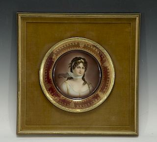 Royal Vienna Plate of A Young Lady, Framed