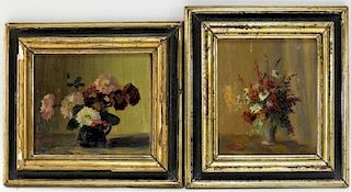 2 American Country Primitive Still Life Paintings