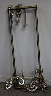 Vintage Brass and Aluminum Metal Ceiling Rack.
