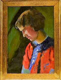 American Impressionist Portrait Painting of Woman