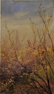 Fidelia Bridges New England Landscape W/C Painting