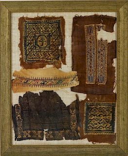 5 Ancient Egyptian Coptic Textile Fragments