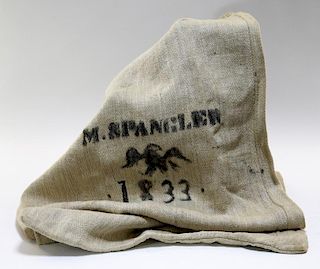 C.1833 American Linen In Case of Fire Salvage Bag