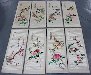 Group of 8 Vintage Chinese Silk Embroideries.