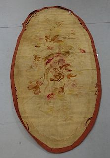 Antique French Aubusson Oval Tapestry Textile