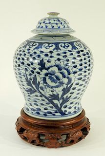 19C. Chinese Blue & White Porcelain Ginger Jar