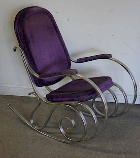 Milo Baughman Style Chrome Rocking Chair.