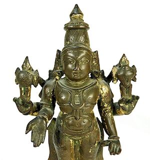 FINE 18C. Indian Gilt Bronze Copper Alloy Vishnu