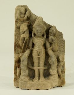Indian Hindu Limestone Fragment Carving of Vishnu