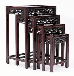 Chinese Republic Carved Hardwood Nesting Tables
