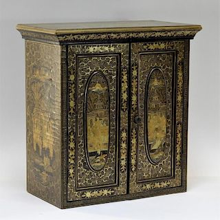 19C. Chinese Export Gilt Lacquer Storage Chest