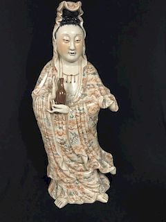 Chinese Famille Rose Porcelain Standing GuanyYin