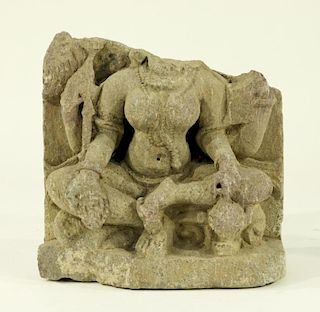 Indian Hindu Red Sandstone Fragment of Parvati