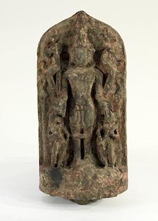 Indian Carved Blackstone Stele of Standing Vishnu