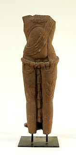 Indian Carved Redstone Figure Fragment of Vishnu