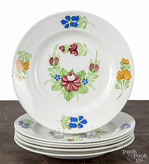Set of six Villeroy & Boch floral plates, late 19th c., 8 1/2'' dia.
