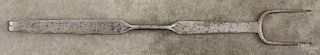 Wrought iron fork, inscribed A.M.T. Schmit 1866, 22'' l.