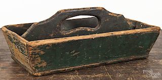 Pennsylvania painted pine utensil carrier, 19th c., 4 1/2'' h., 13 1/4'' w.