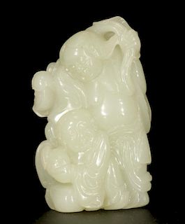 Chinese Jade Carving of a Lady & Boy