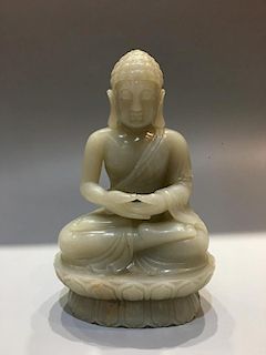 Qing Dynasty Chinese Carved Jade Buddha