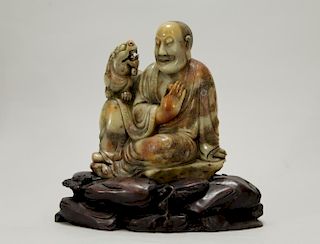 Qing Dynasty Chinese Soapstone Carved Lohan