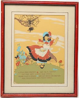 "Little Miss Muffet" Vintage Nursery Rhyme Print