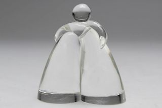 Steuben Crystal Glass Figurine, Couple Embracing