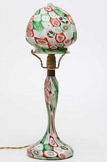 Fratelli Toso Murano Glass Millefiori Lamp & Shade