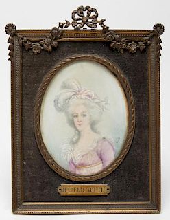 French Portrait Miniature, Signed Paolo, 19th C.