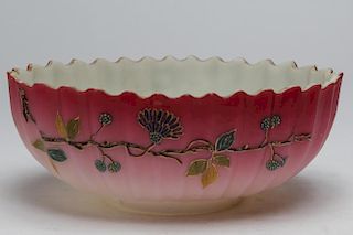 Chinoiserie Victorian Pink Cased Glass Bowl