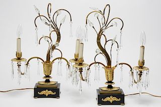 Hollywood Regency Gilt Brass & Brilliants Lamps