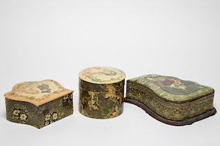 Victorian Celluloid Dresser Boxes, Group of 3