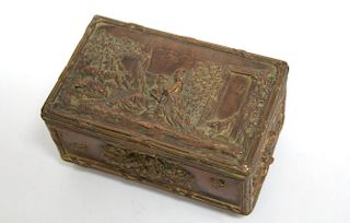 Continental French Bronze Repousse Jewelry Box