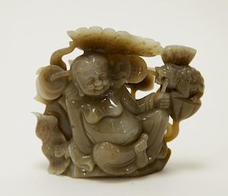Chinese Bronze Jade Carving of LiuHai
