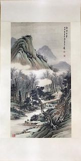 Chinese Ink/Color Painting of Landscape, Signed