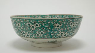 Chinese Green Glazed Porcelain Large Bowl
