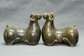 Chinese YaoZhou Style Ceramic Goats