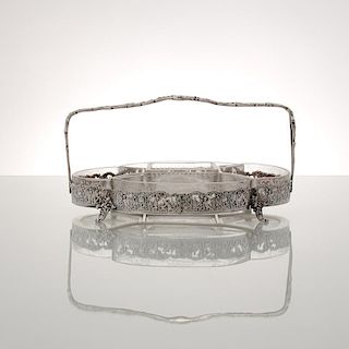 American Sterling Tray with Glass Inserts