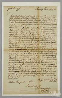 Andrew Hershey signed judgment, York County, Pennsylvania, dated 12th April 1779, in regards to mo