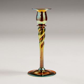 Steuben Aurene Glass Candlestick