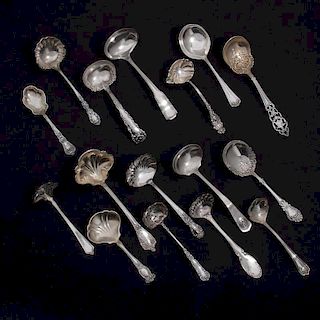 American Sterling Serving Ladles and Spoons, Lot of Sixteen