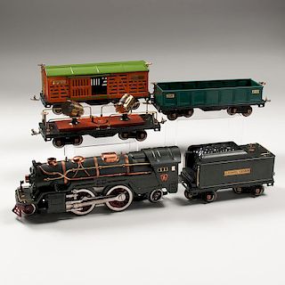 Lionel Pre-War Locomotive and Cars, Lot of Four