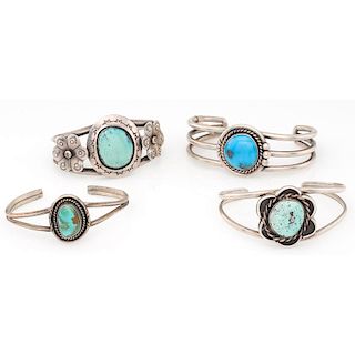 Southwestern Turquoise and Silver Cuff Bracelets