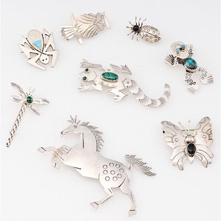 Navajo and Southwestern Silver Critter Pins / Pendants; from the Estate of Lorraine Abell (New Jersey, 1929-2015)