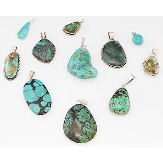 Assortment of Turquoise Pendants; from the Estate of Lorraine Abell (New Jersey, 1929-2015)